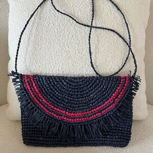 NWT Vineyard Vines Pop Color Straw Raffia Clutch/Shoulder Bag